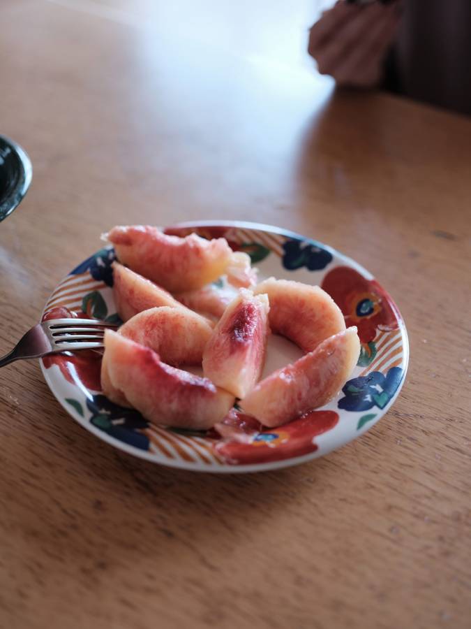 Peaches on the table