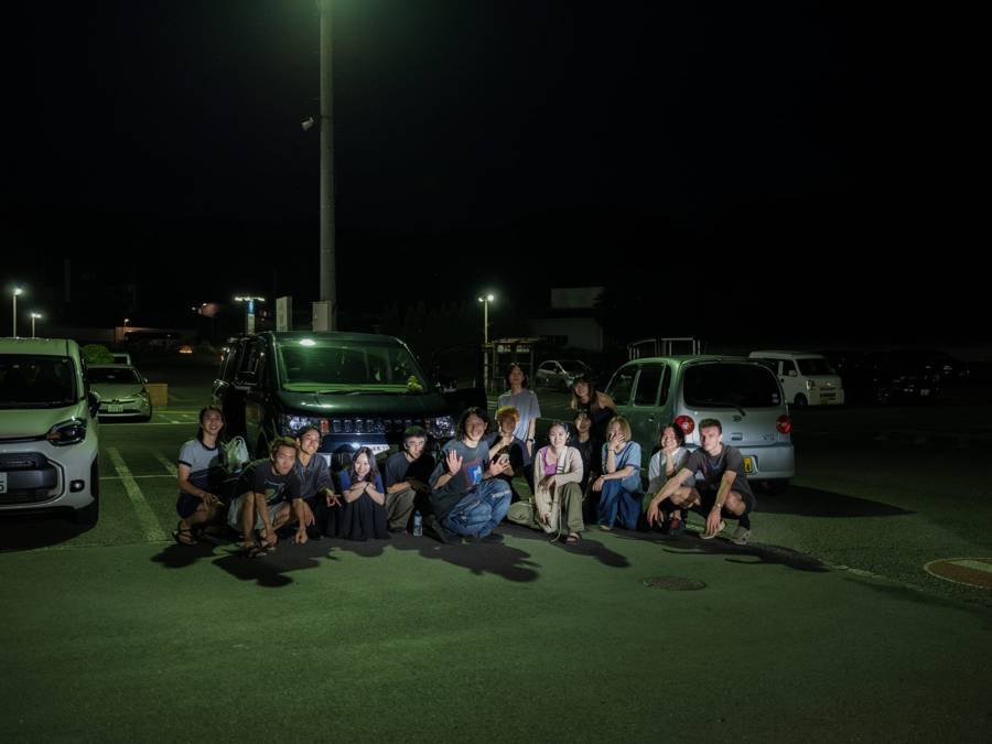 Night, group photo in the car park